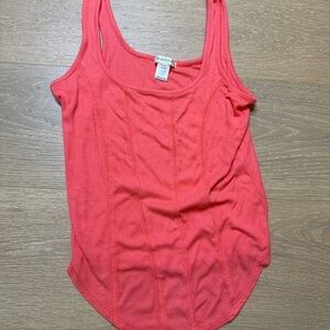 Bozzolo Coral Ribbed Tank Bodysuit - Coral Pink
